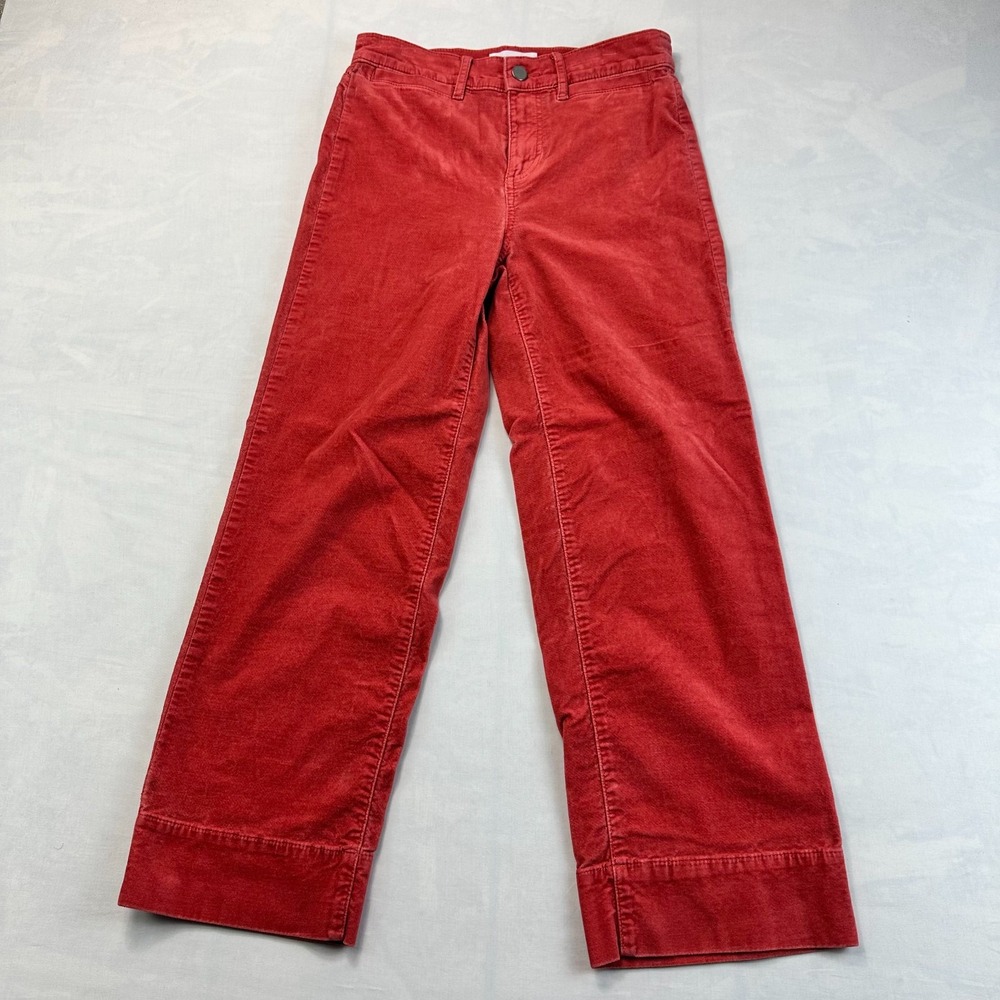 Women's Red Corduroy Wide-Leg Pants
